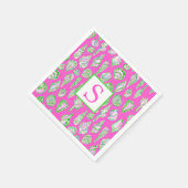 Preppy-Muscheln auf Hot Pink Monogram Seaside Serviette (Ecke)