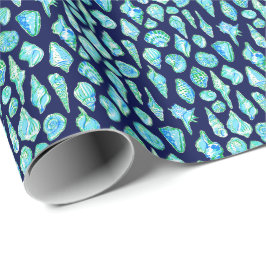Preppy-Muscheln auf Navy-Background Geschenkpapier