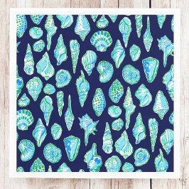 Preppy-Muscheln auf Navy-Background Serviette