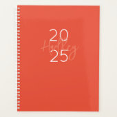 Preppy NAME YEAR Orange White Modern Fun Planer (Vorderseite)