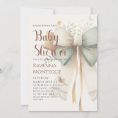 Preppy Nature Cream Sage Patchwork-Bogen Baby Show Einladung (Vorderseite)