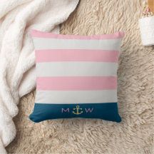 Preppy Naugram Throw Pillow
