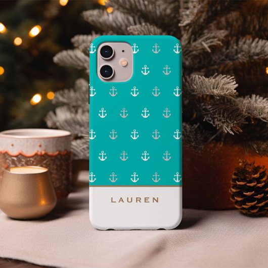 Preppy Nautic Blue and White Monogram Case-Mate iPhone Hülle