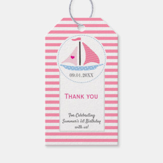 Preppy Nautic Pink Sail Away Geburtstag Vielen Dan Geschenkanhänger