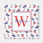 Preppy Nautic Sailbots Monogram Magnet (Vorne)