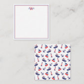 Preppy Nautic Sailbots Monogram Mitteilungskarte (Vorne/Hinten)
