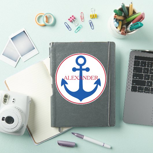Preppy Nautical Anchor Personalized Aufkleber (iPad Hülle)