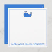 Preppy Nautical Blue and White Whale Personalisier Mitteilungskarte (Vorne/Hinten)