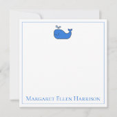 Preppy Nautical Blue and White Whale Personalisier Mitteilungskarte (Vorderseite)
