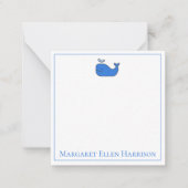 Preppy Nautical Blue and White Whale Personalisier Mitteilungskarte (Vorderseite)