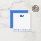 Preppy Nautical Blue and White Whale Personalisier Mitteilungskarte (Vorderseite/Rückseite Beispiel)