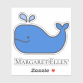 Preppy Nautical Blue Whale Personalisiert Aufkleber (Blatt)