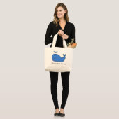 Preppy Nautical Blue Whale Personalisiert Jumbo Stoffbeutel (Vorderseite (Model))