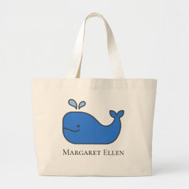 Preppy Nautical Blue Whale Personalisiert Jumbo Stoffbeutel