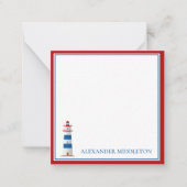 Preppy Nautical Lighthouse Personalisiert Mitteilungskarte (Vorderseite)