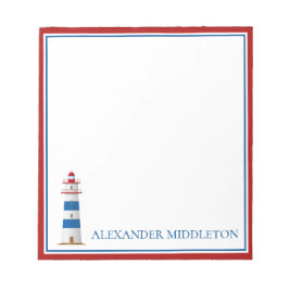 Preppy Nautical Lighthouse Personalisiert Notizblock