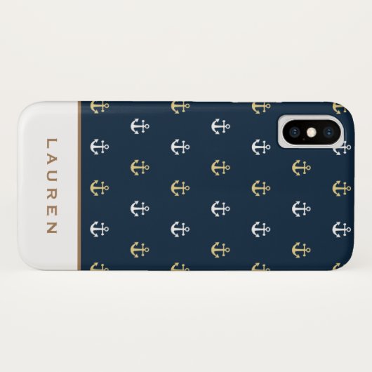 Preppy Nautical ⎢ Monogram iPhone Case (Rückseite (Horizontal))