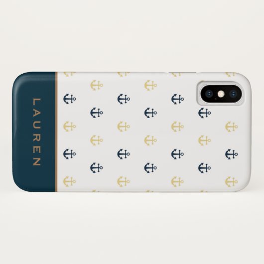 Preppy Nautical ⎢ Monogram iPhone Case (Rückseite (Horizontal))