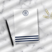 Preppy Nautical Navy Strip & Monogram Post-it Klebezettel