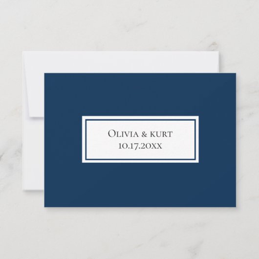Preppy Nautical Navy Wedding RSVP Card (Rückseite)