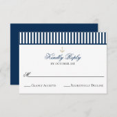 Preppy Nautical Navy Wedding RSVP Card (Vorne/Hinten)