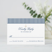 Preppy Nautical Navy Wedding RSVP Card Karte (Stehend Vorderseite)