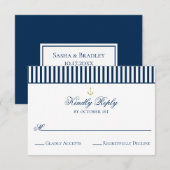 Preppy Nautical Navy Wedding RSVP Card Karte (Vorne/Hinten)