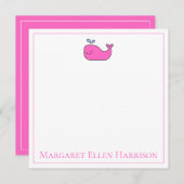 Preppy Nautical Pink and White Whale Personalisier Mitteilungskarte (Vorne/Hinten)
