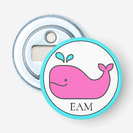 Preppy Nautical Pink und Aqua Whale Monogram Flaschenöffner