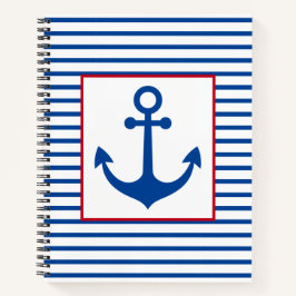 Preppy Nautical Stripes and Anchor Personalized Notizblock
