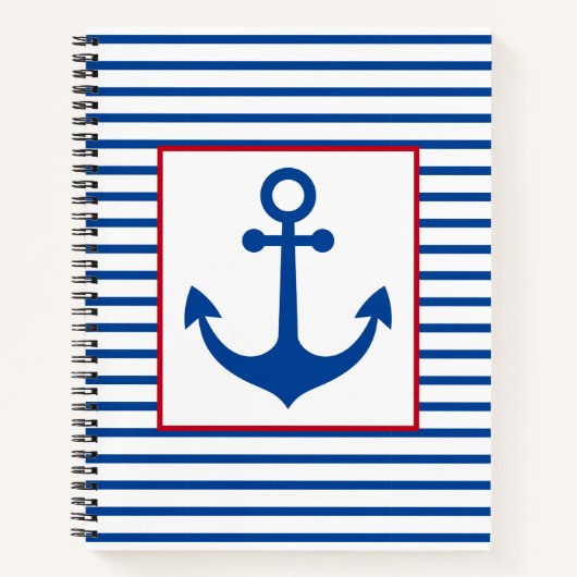 Preppy Nautical Stripes and Anchor Personalized Notizblock (Vorderseite)