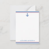 Preppy Nautical Stripes und Anker Personalisiert Mitteilungskarte (Vorderseite)