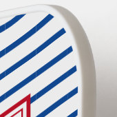 Preppy Nautical Stripes und Anker Personalisiert Pickleball Schläger (Linke Seite)