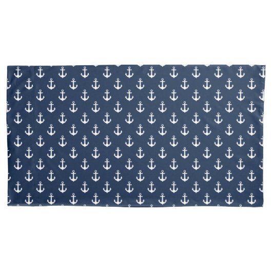 Preppy Navy Blue Anchors Pattern Kissenbezug (Vorderseite)
