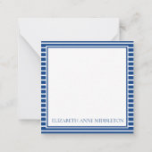 Preppy Navy Blue and White Strip Monogram Mitteilungskarte (Rückseite)