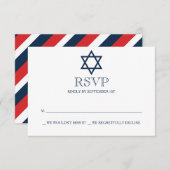 Preppy Navy Blue Bar Mitzvah RSVP Card (Vorne/Hinten)