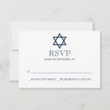 Preppy Navy Blue Bar Mitzvah RSVP Card