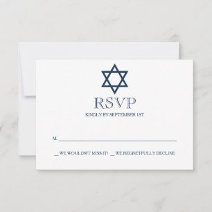 Preppy Navy Blue Bar Mitzvah RSVP Card Karte