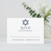 Preppy Navy Blue Bar Mitzvah RSVP Card Karte (Stehend Vorderseite)