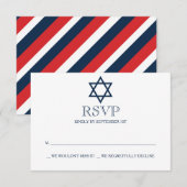 Preppy Navy Blue Bar Mitzvah RSVP Card Karte (Vorne/Hinten)