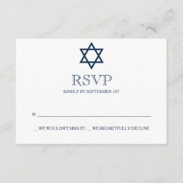 Preppy Navy Blue Bar Mitzvah RSVP Card Karte