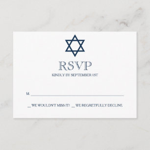 Preppy Navy Blue Bar Mitzvah RSVP Card Karte