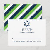 Preppy Navy Blue Bar Mitzvah RSVP Card Karte (Vorne/Hinten)