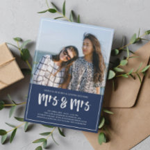 Preppy Navy Blue Mrs. Brush Script Wedding