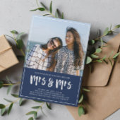 Preppy Navy Blue Mrs. Brush Script Wedding Einladung