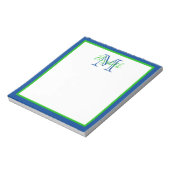 Preppy Navy Blue und Green Monogram Notizblock (Rotiert)