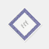 Preppy Navy Blue White Griechisches Schlüsselmuste Serviette (Ecke)