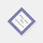 Preppy Navy Blue White Griechisches Schlüsselmuste Serviette (Ecke)