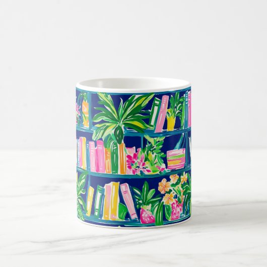 Preppy Navy Bookcase Tropical Kaffeetasse (Mittel)