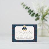 Preppy Navy Plaid Teddy Bear Book Request Begleitkarte (Stehend Vorderseite)